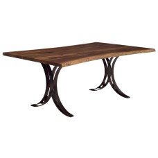Live Edge Dining Table with Double Curved Base