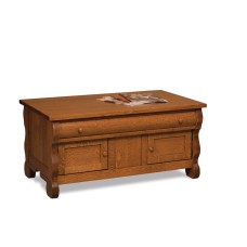 Old Classic Sleigh Enclosed Coffee Table with Drawer and Doors