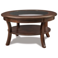 Sierra 38" Round Glass Top Coffee Table with Shelf