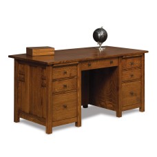Kascade 7 Drawer Desk with Finished Backside and Curved Top