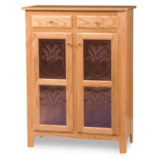 Classic Style 2-Door 2-Copper Panel with Drawer Pie Safe
