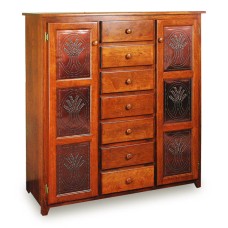 Classic 50" Pie Safe with 7 Drawer & Metal Inserts Door