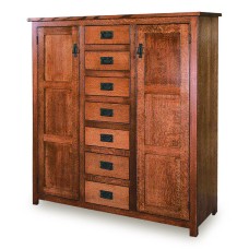 Mission 50" Pie Safe with 7 Drawer & Raised Panel Door