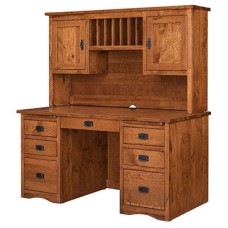 Mission Double Pedestal Desk with Hutch
