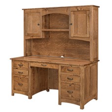 Oakridge Double Pedestal Desk with Hutch - QUICK SHIP