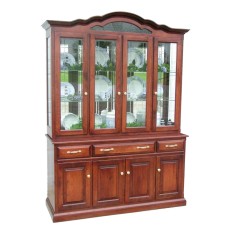Legacy Hutch Featuring V-Groove Bevel Glass Doors and Closed Deck