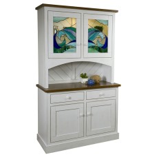 Ocean Front 2 Door Hutch with Leaded Glass