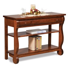 Old Classic Sleigh Open Sofa Table with Drawer & Shelf