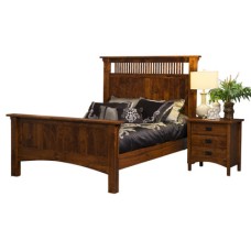 Arts & Crafts Mission Spindle Panel Bed