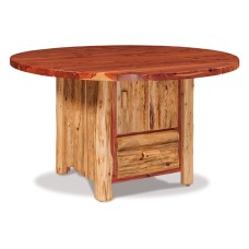Fireside Rustic Round Table with Cabinet