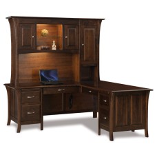 Ensenada 78" 6 Drawer L Desk with 3 Door Hutch Top
