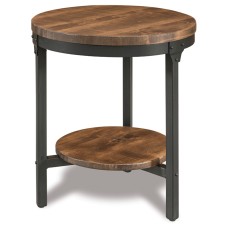 Houston 22" Round Steel & Wood End Table