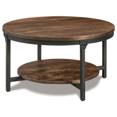 Houston 38" Round Steel & Wood Solid Top Coffee Table