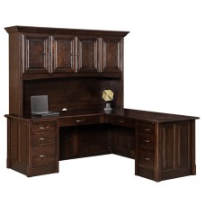 Victorian 8 Drawer L Desk with Hutch