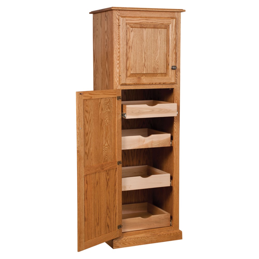 Traditional 2-Door Pantry with Rollout Shelf Cabinet