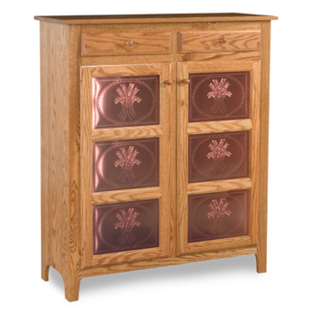 Classic Style 2-Door 3-Copper Panel with Drawer Pie Safe