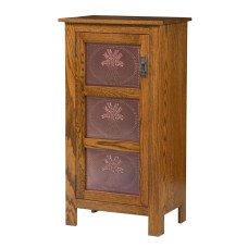 Mission Style 1-Door 3-Copper Panel Pie Safe
