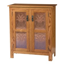 Mission Style 2-Door 2-Copper Panel Pie Safe