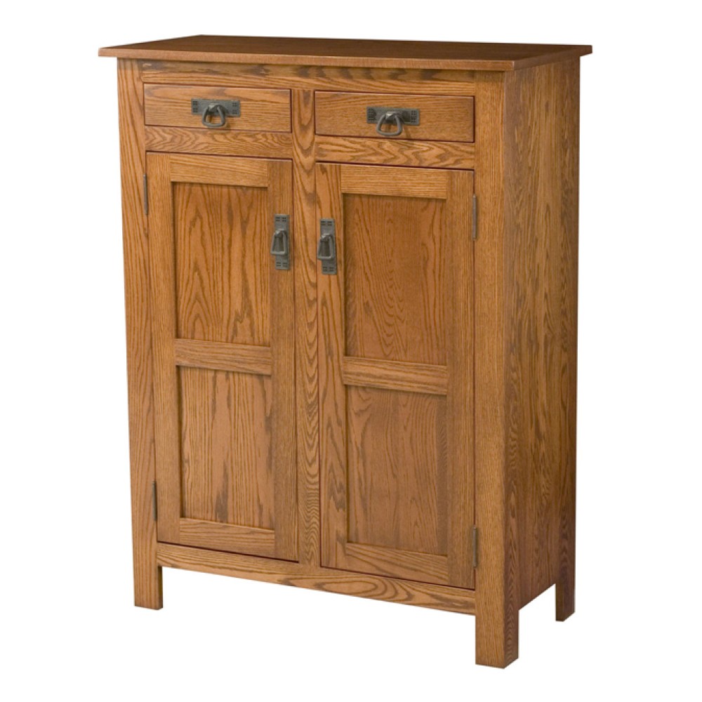 Mission Style 2-Door 2-Reverse Panel with Drawer Pie Safe