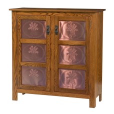 Mission Style 2-Door 3-Copper Panel Pie Safe