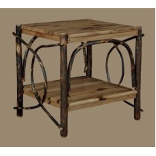 Hickory End Table with Solid Top and Shelf