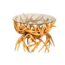 Antler End Table with 24" Round Glass