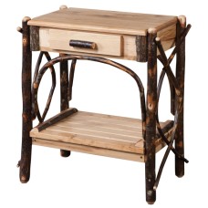 End Table Solid Top Slatted Shelf with Dovetailed Drawer