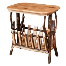 End Table Magazine Rack with Solid Top and Round Corner
