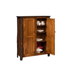 Hickory 2-Door Jelly Cupboard with 6 Adjustable Shelves