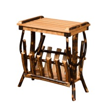 Hickory End Table with Magazine Rack