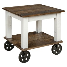 Mill Cart End Table with Wheels