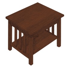 Mission End Table with Curved Legs and Slat Sides